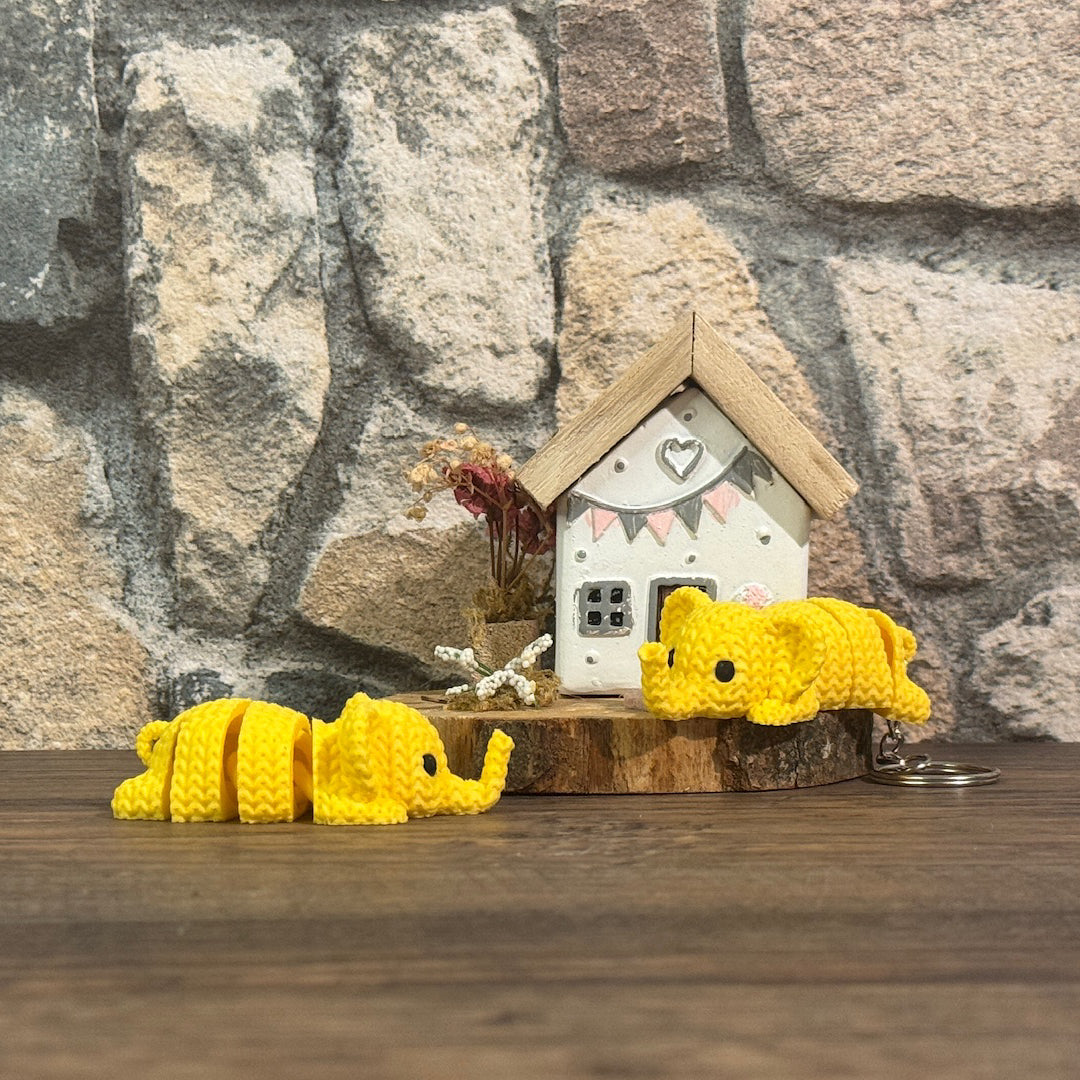 Elefant – Schlüsselanhänger im Strick-Look