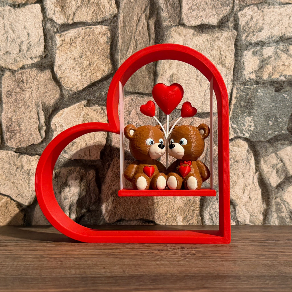 Teddybären Paar mit Herzschaukel