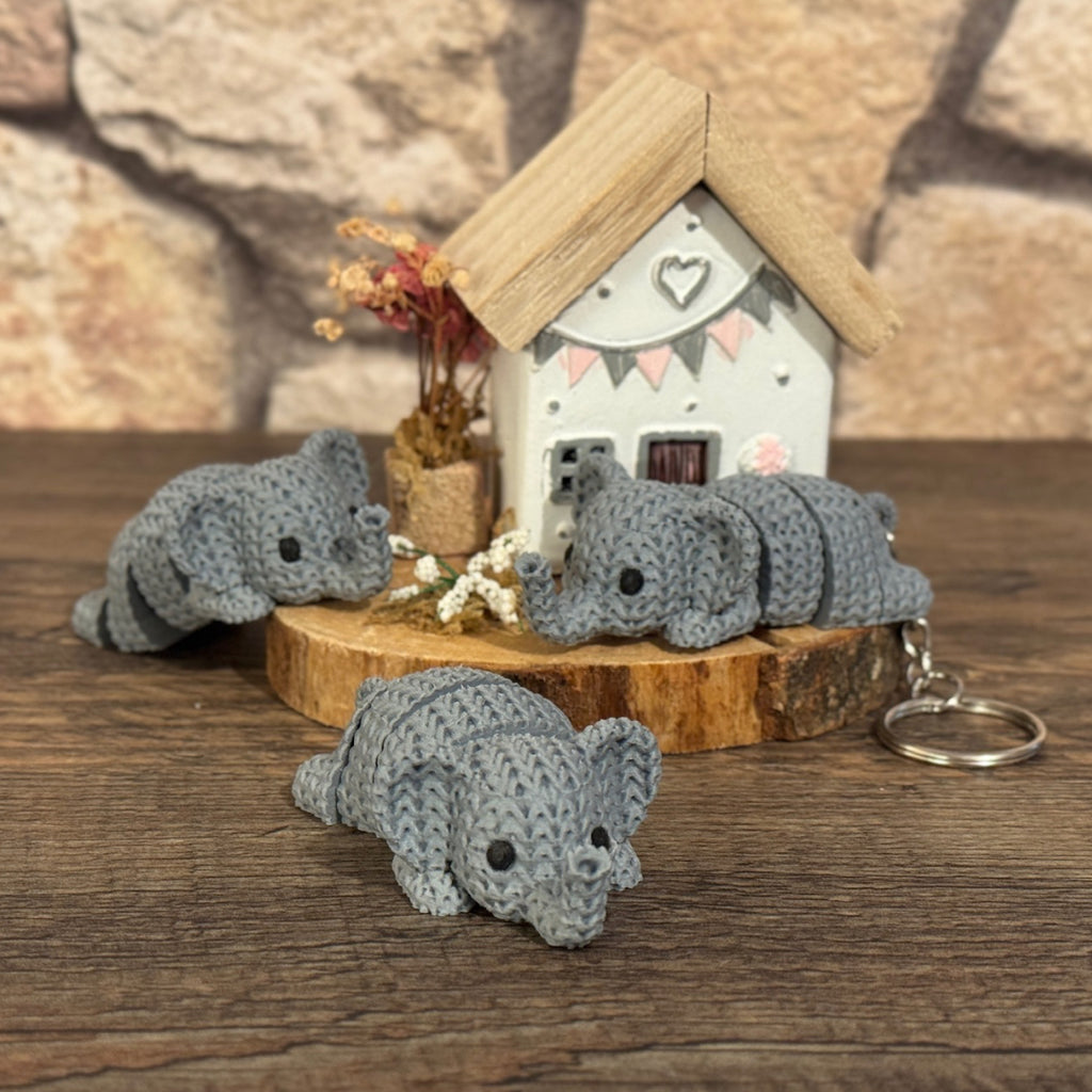 Elefant – Schlüsselanhänger im Strick-Look