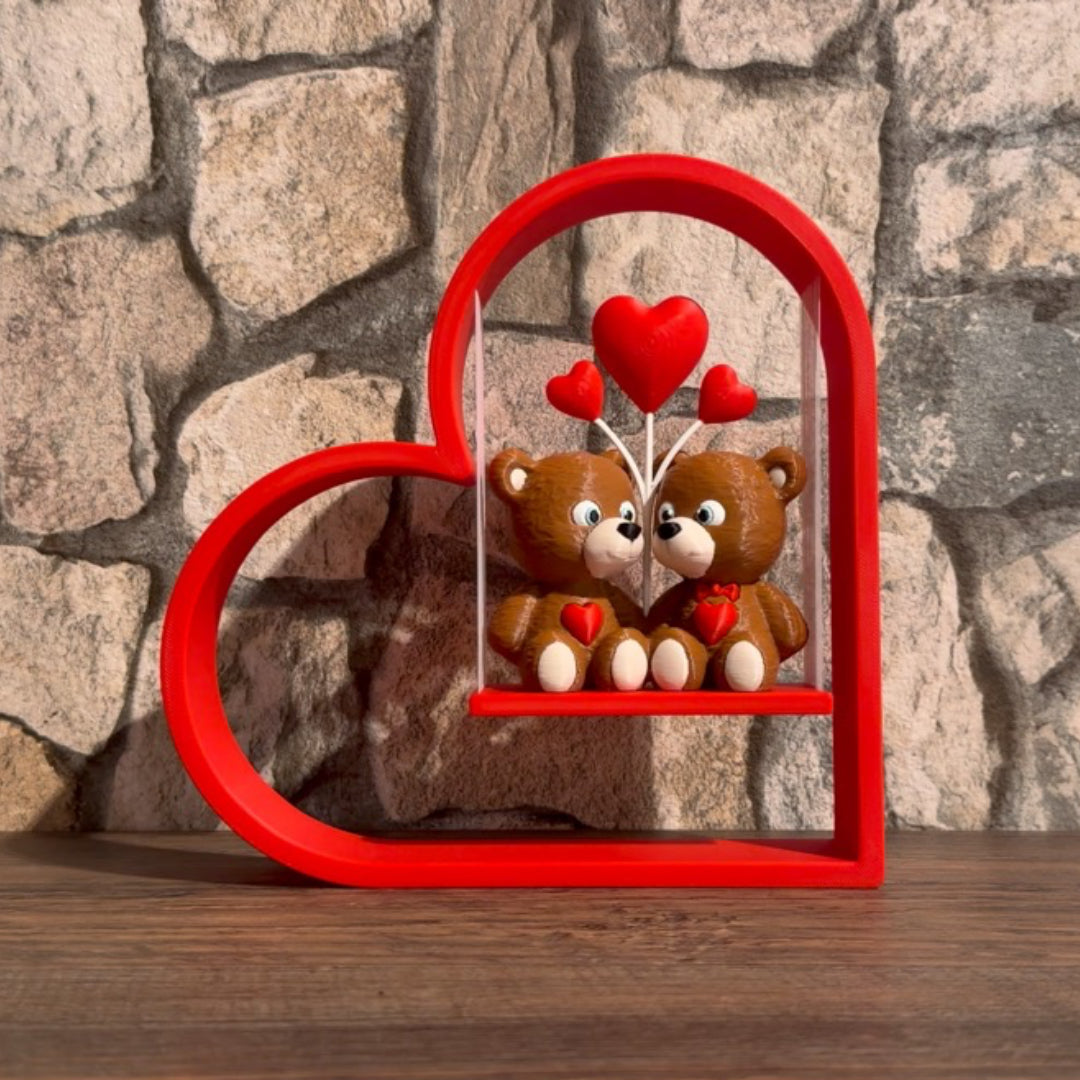 Teddybären Paar mit Herzschaukel