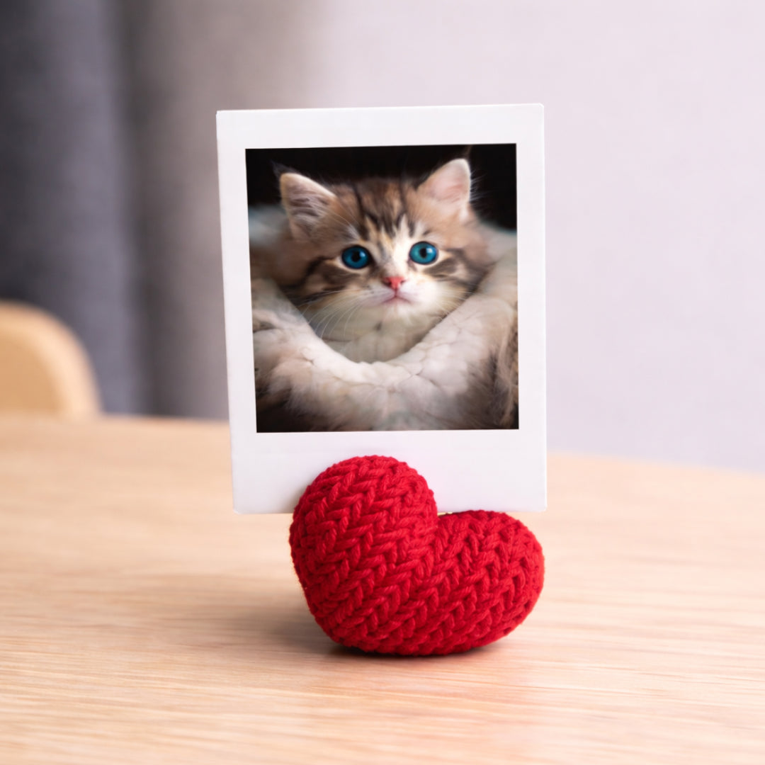 Herz Fotoständer & Notizhalter in Strickoptik