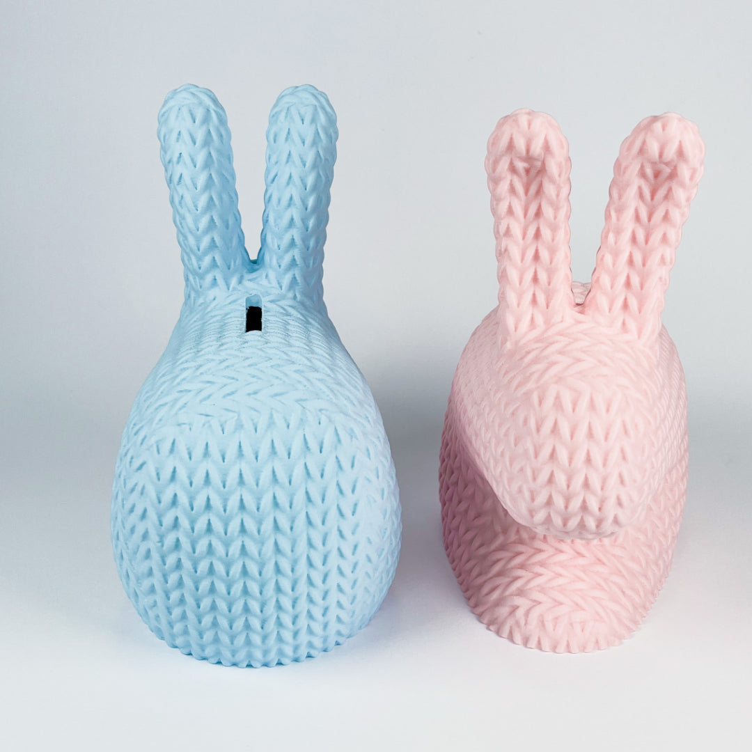 Hasen-Spardose in Strickoptik