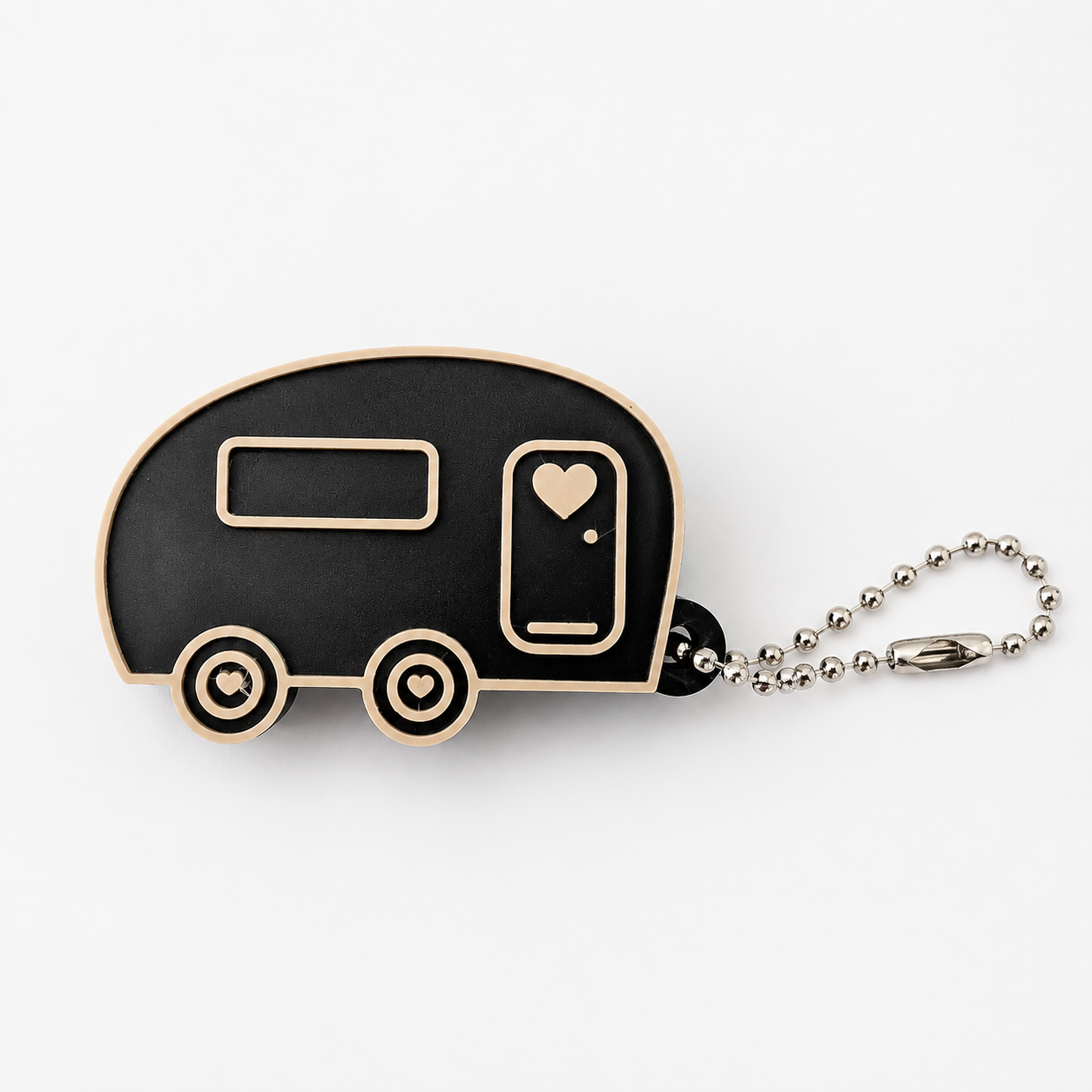 Retro Caravan Schlüsselanhänger Detailansicht – Dosenöffner und Nail Saver

