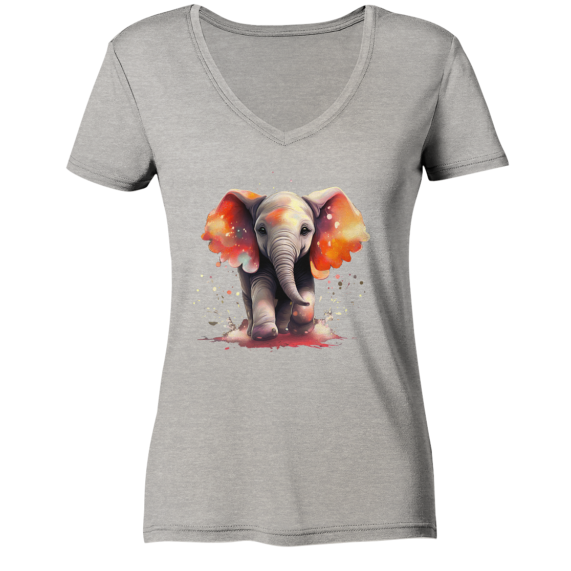 Ella the Elephant - Ladies Organic V-Neck Shirt